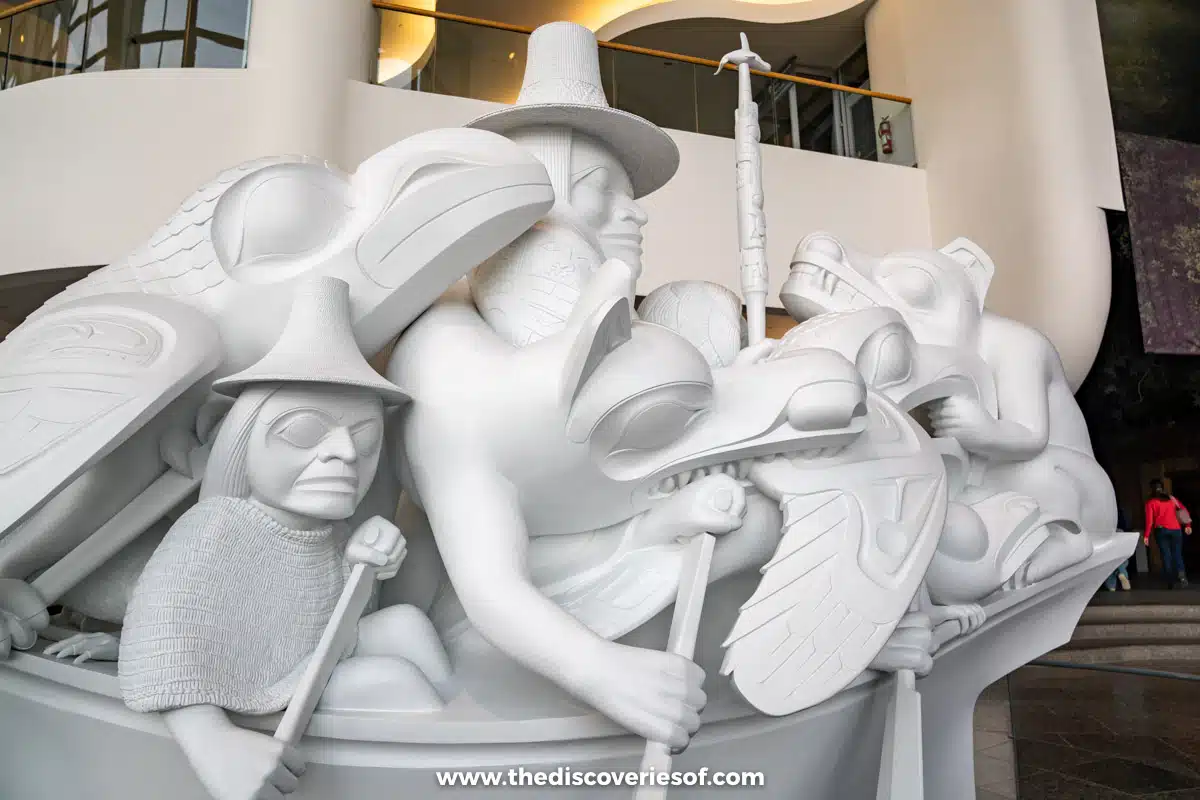 Exhibit of indigenous peoples in a dugout